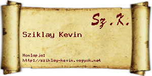 Sziklay Kevin névjegykártya