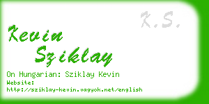 kevin sziklay business card